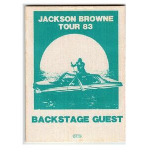 Jackson Browne Tour 83 Backstage Guest Pass OTTO Concert Memorabilia